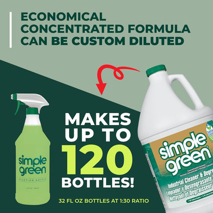 Simple Green Industrial Cleaner and Degreaser – One-Bottle Degreaser for Clutter-Free Facility Supply Closets, 1 Gallon
