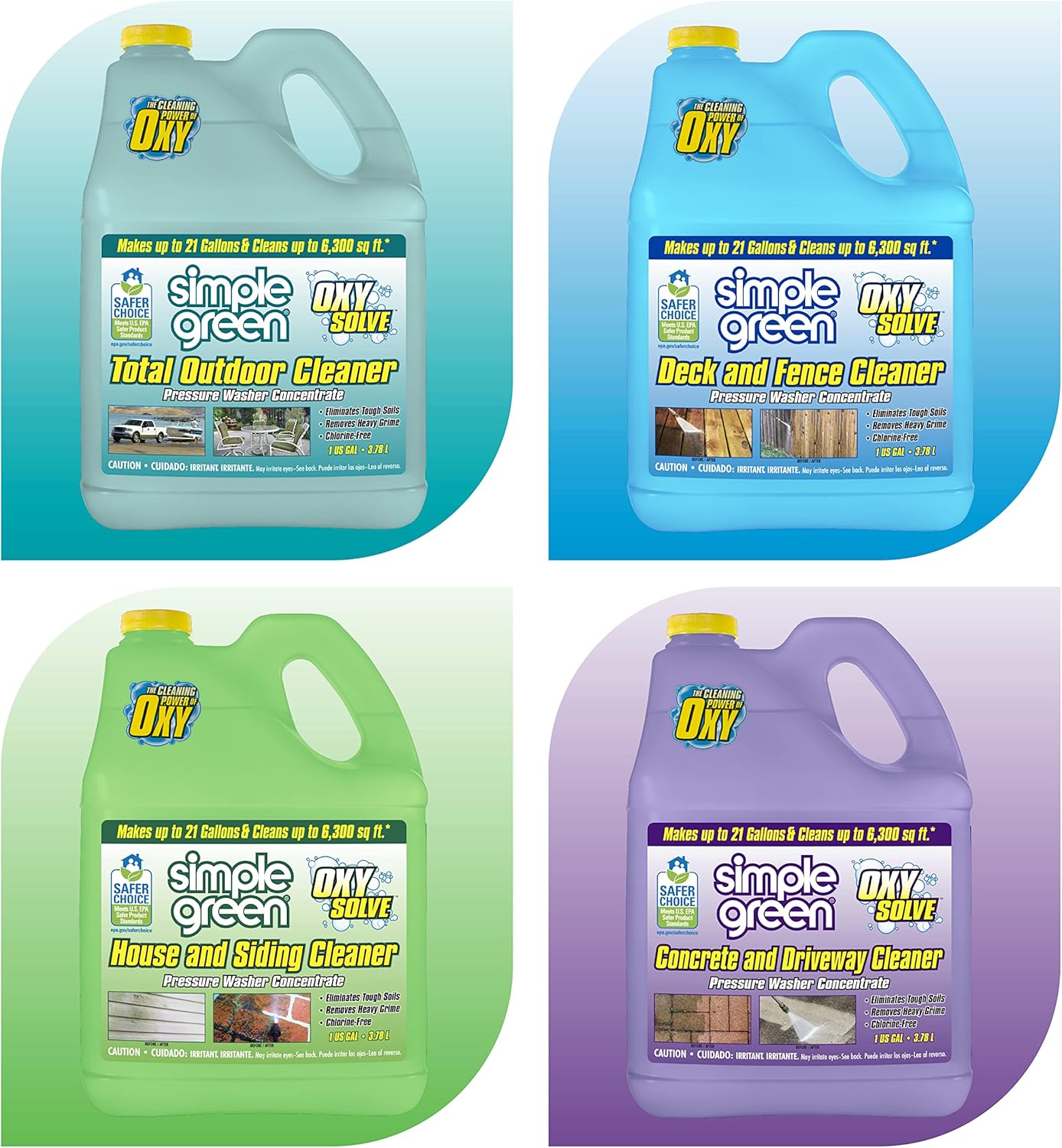 Simple Green Oxy Solve Outdoor Pressure Washer Cleaner – 1 Gal Pet-Safe Formula for Yards and Patios