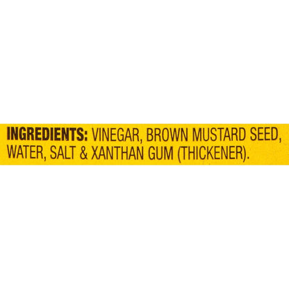 simple, recognizable ingredient list: vinegar, water, brown mustard seed, salt, xanthan gum