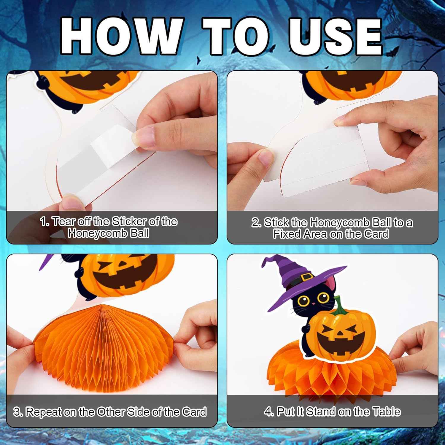 JULMELON Kids Halloween Table Decorations Honeycomb Centerpiece Set of 8 for Classroom Party Supplies
