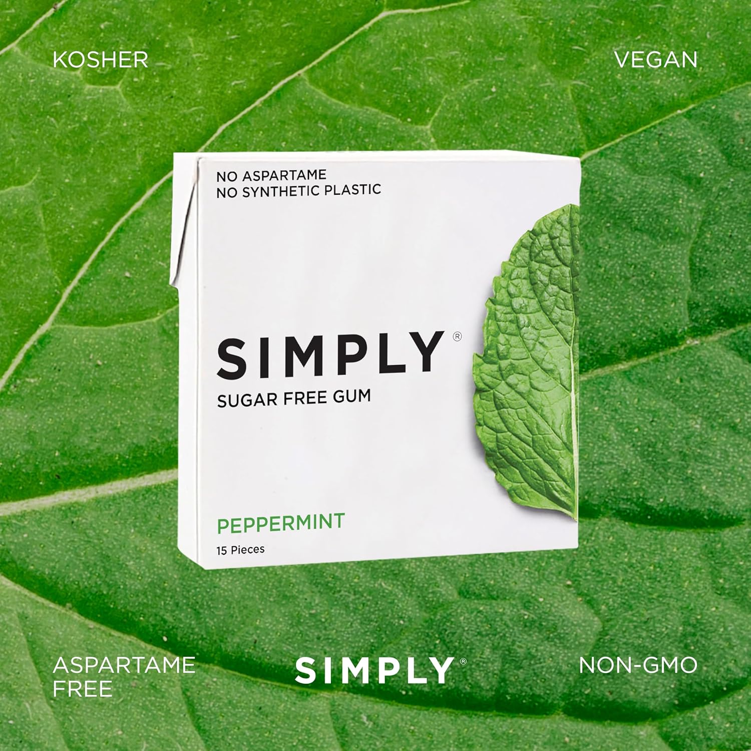 SIMPLY Gum Peppermint Xylitol Chewing Gum – Thoughtful Stocking Stuffer for Her, Clean-Ingredient Gum Lover's Gift Pack of 45 Pieces