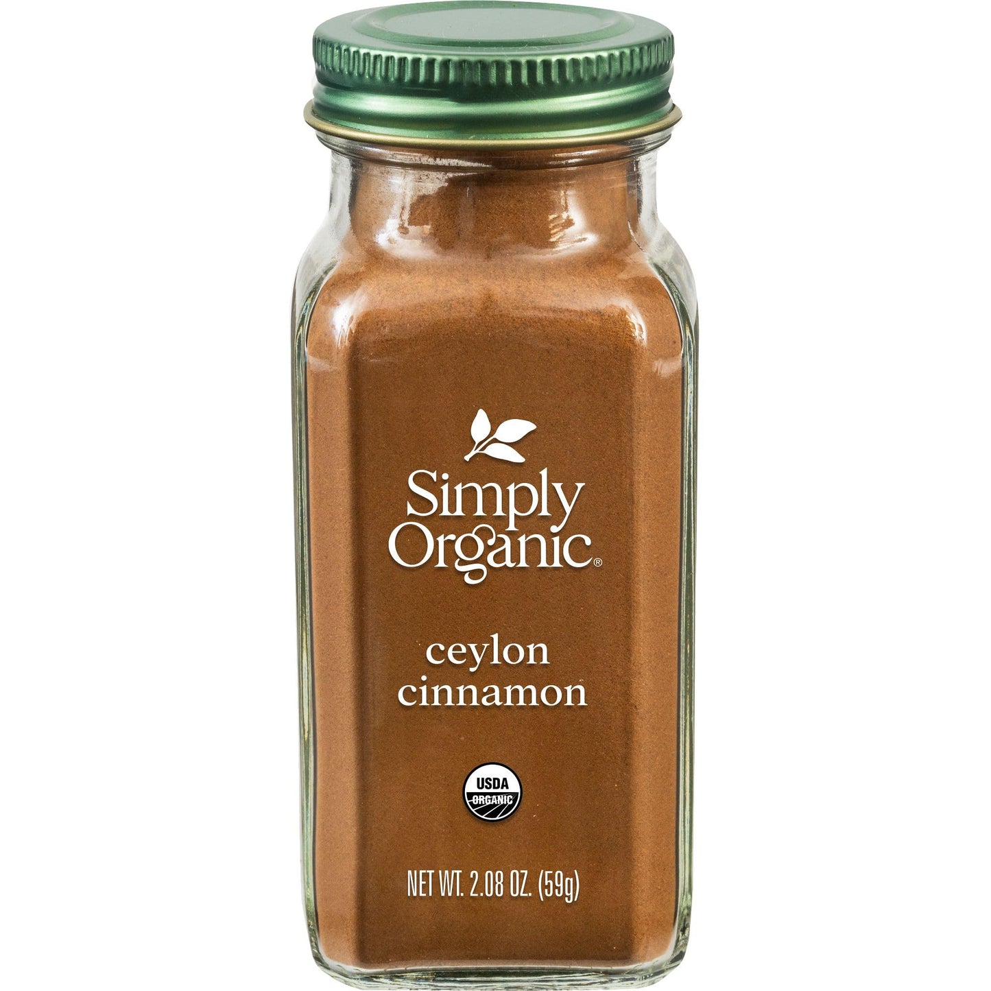 Simply Organic Ground Ceylon Cinnamon – Award-Winning Cinnamomum Verum for Pastry Chefs, Elegant Glass Jar