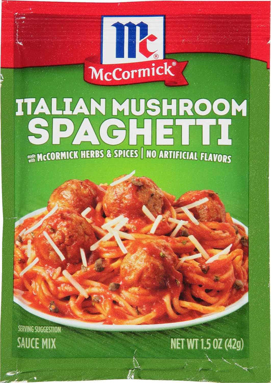 McCormick Italian Mushroom Spaghetti Sauce Mix – 15-Minute Weeknight Pasta for Busy Home Cooks, Single Pantry Packet
