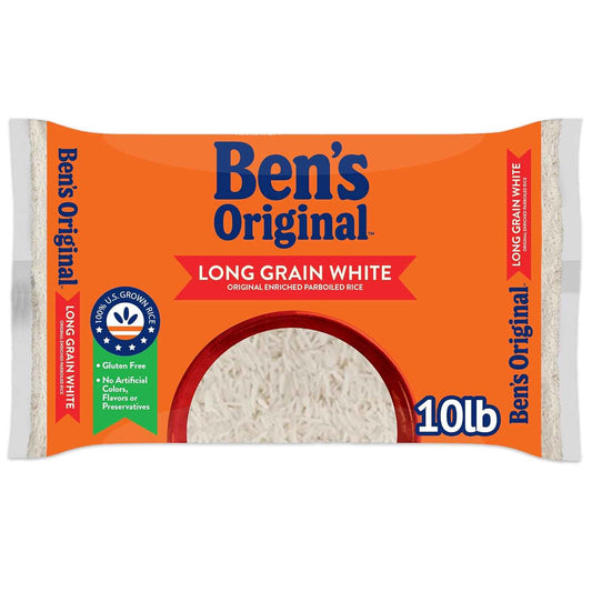 BEN'S ORIGINAL Long Grain White Rice 10 lb – Mild Flavor Kid-Friendly Side for Family Dinners
