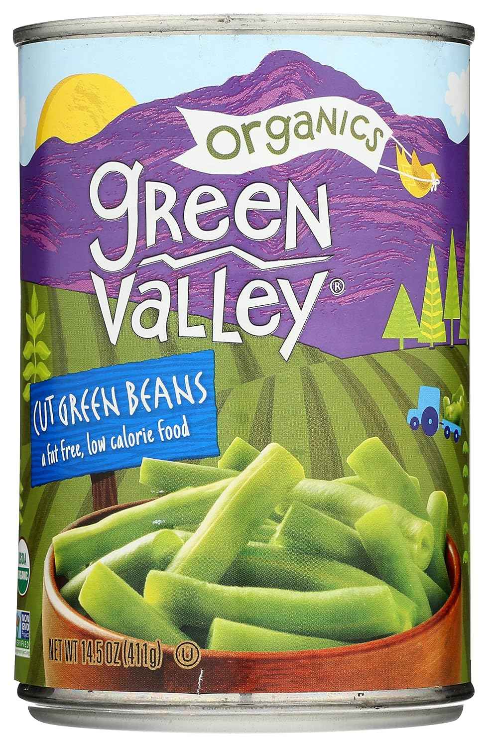 Green Valley Organic Cut Green Beans – Clean Three-Ingredient Side for Family Dinner Tables, 14.5 oz Can