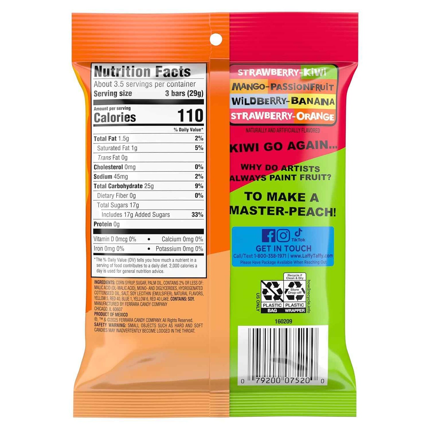 Laffy Taffy Fruit Combos Nostalgic Candy Gift Bag, Assorted Chewy Flavors for Birthday Party Treats
