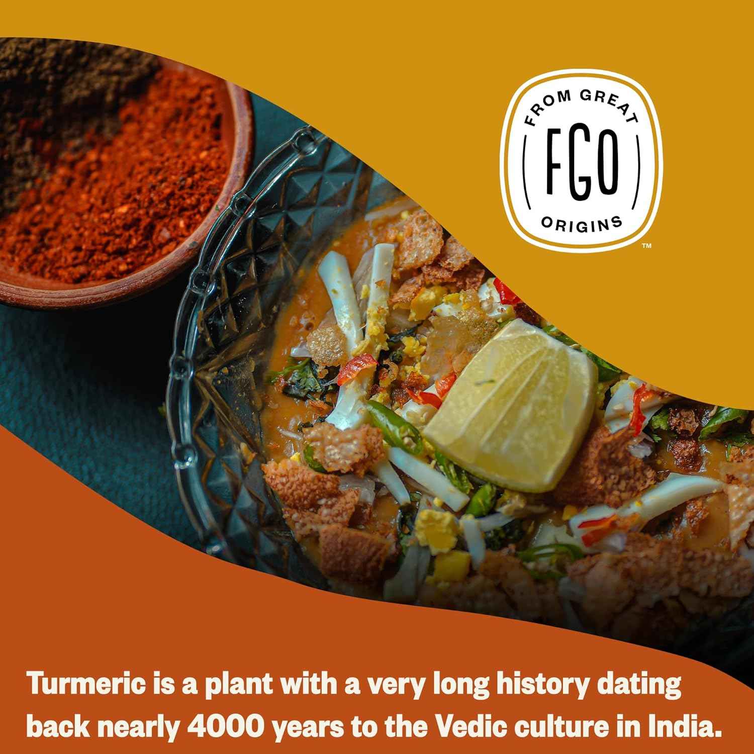 FGO Organic Turmeric Powder – Clean-Label Supplement Spice for Holistic Wellness Routines, Resealable 8oz Pouch