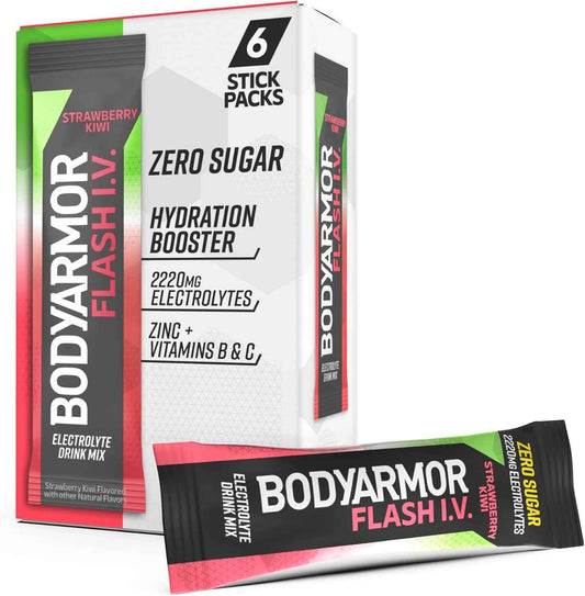 BODYARMOR Flash IV Electrolyte Packets – Clutter-Free Hydration for Capsule Pantries, Single-Serve Electrolyte Sticks