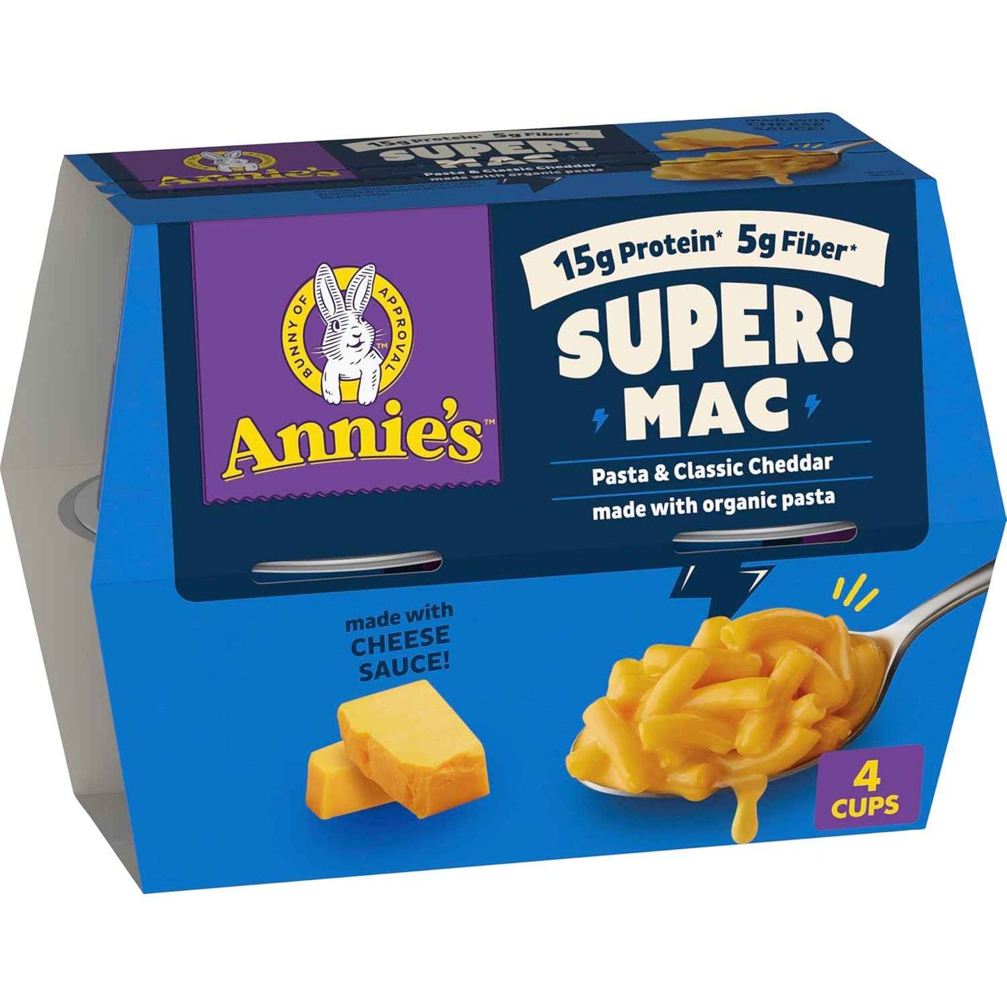 Annie's Super! Mac Microwave Pasta Cups – Shelf-Stable Road Trip Meal for Travelers