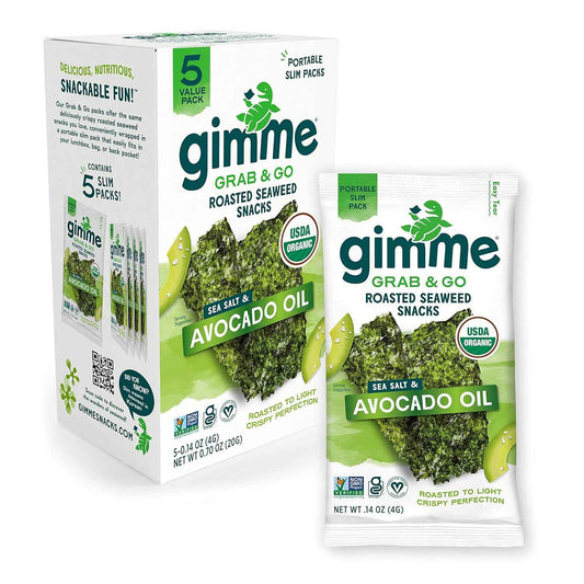 Gimme Seaweed Roasted Seaweed Snacks Clean Label Pantry Staple Simple Ingredients Organic 5 Count