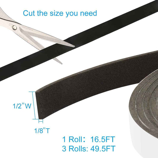Single Roll Foam Weather Strip – Clean Black Seal Tape for Intentional Spaces, Tool-Free Door and Window Draft Stop