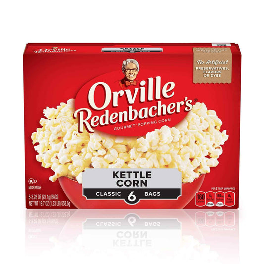 Orville Redenbacher's Kettle Corn Popcorn – Clean-Ingredient Snack for Home Office and Gym Bag