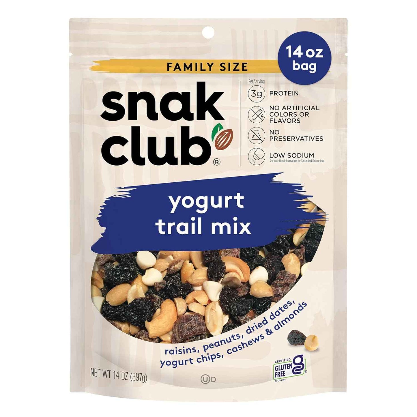 Snak Club Yogurt Trail Mix – Mindful Snacking Pantry Staple with No Artificial Colors, 3g Protein per Serving, 14 oz