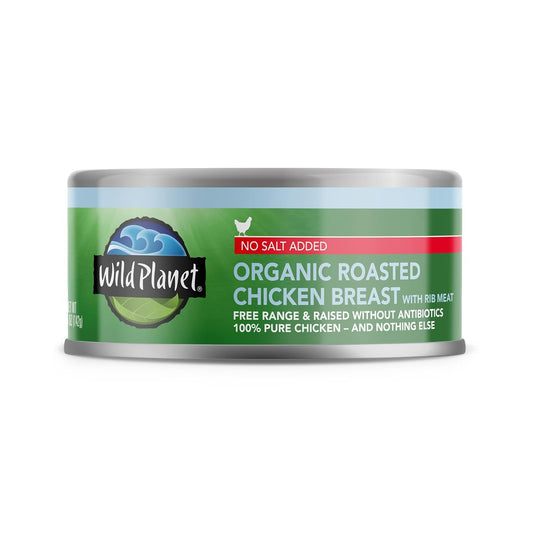 skinless and boneless 100% chicken breast with rib meat, roasted in the can