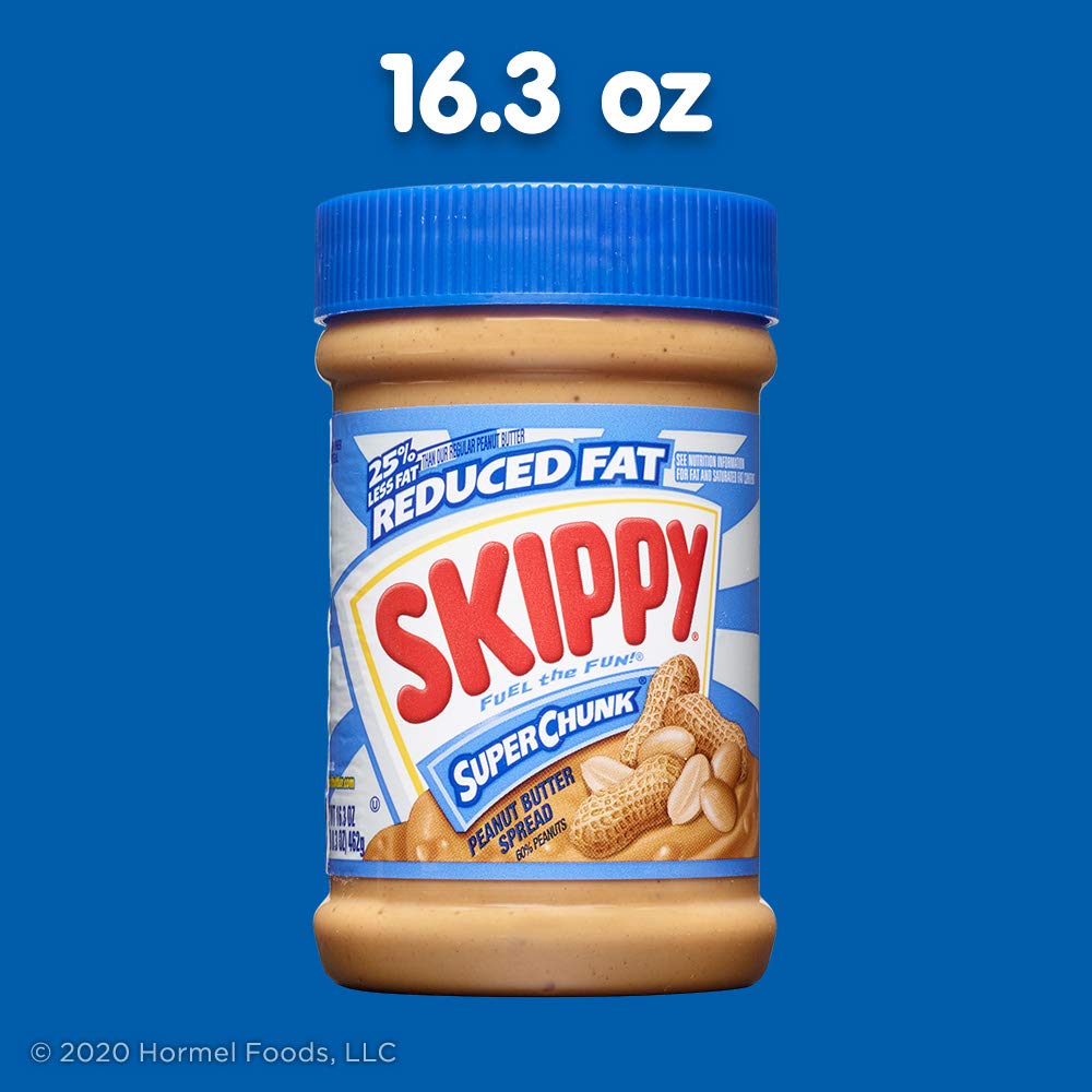 SKIPPY Reduced Fat Super Chunk Peanut Butter – Lunchbox-Safe Crunchy Spread for School and After-School Snacks