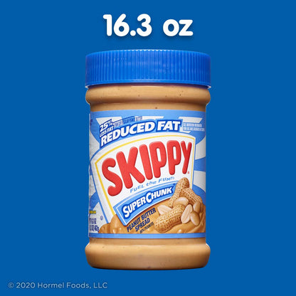 SKIPPY Reduced Fat Super Chunk Peanut Butter – Lunchbox-Safe Crunchy Spread for School and After-School Snacks