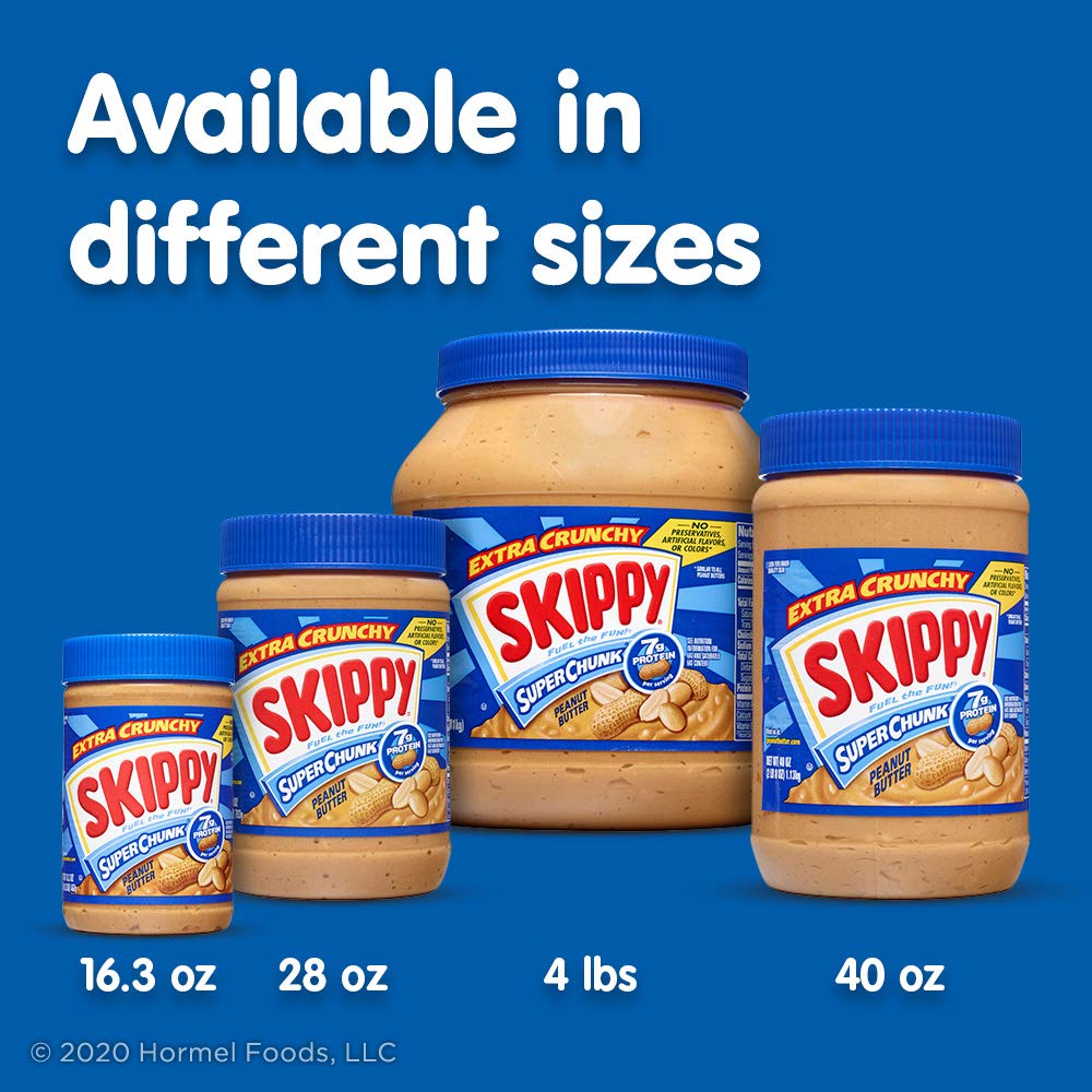 SKIPPY Reduced Fat Super Chunk Peanut Butter – Lunchbox-Safe Crunchy Spread for School and After-School Snacks