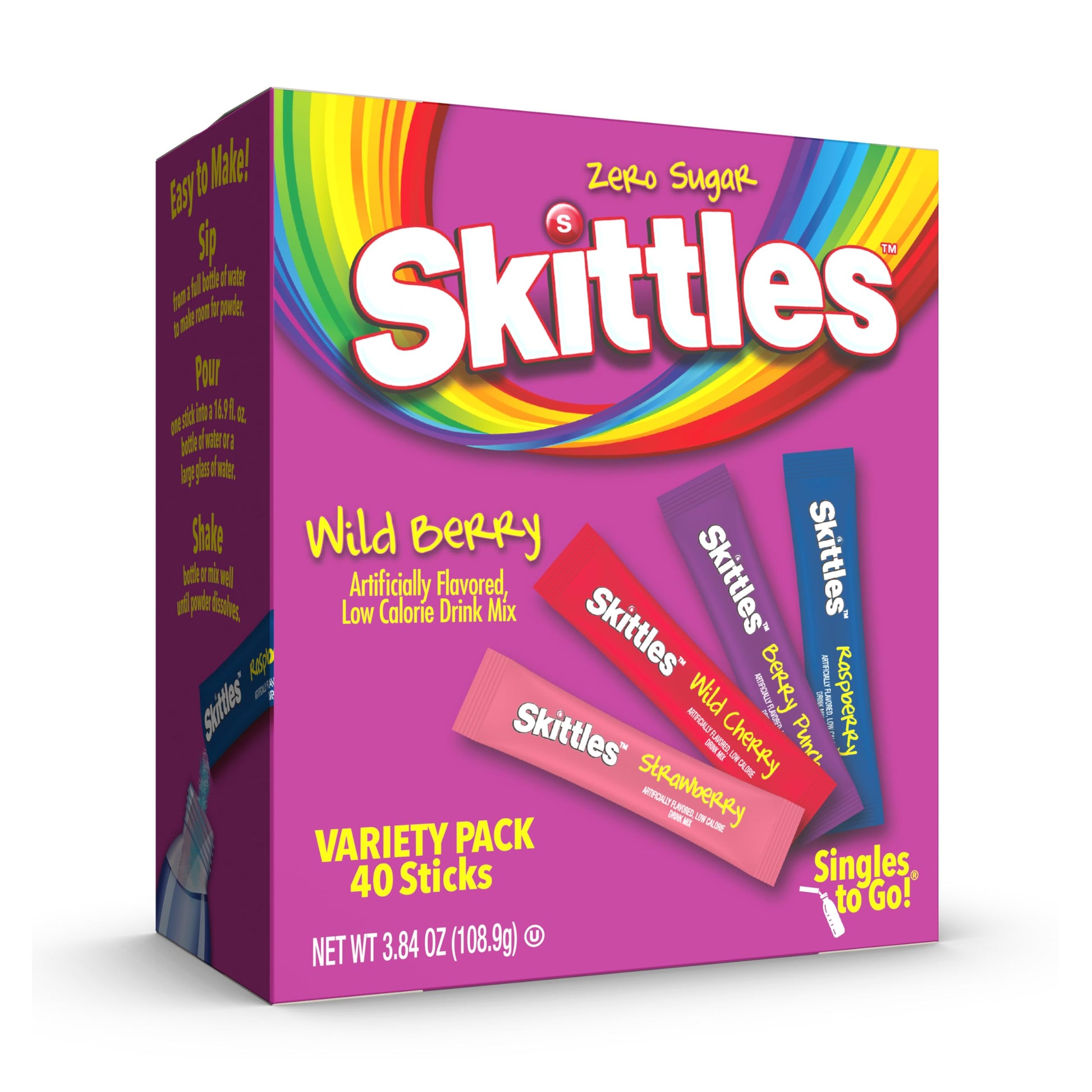 Skittles Singles To Go Variety Pack – Fun Stocking Stuffer and Care Package Gift for College Students and Teens
