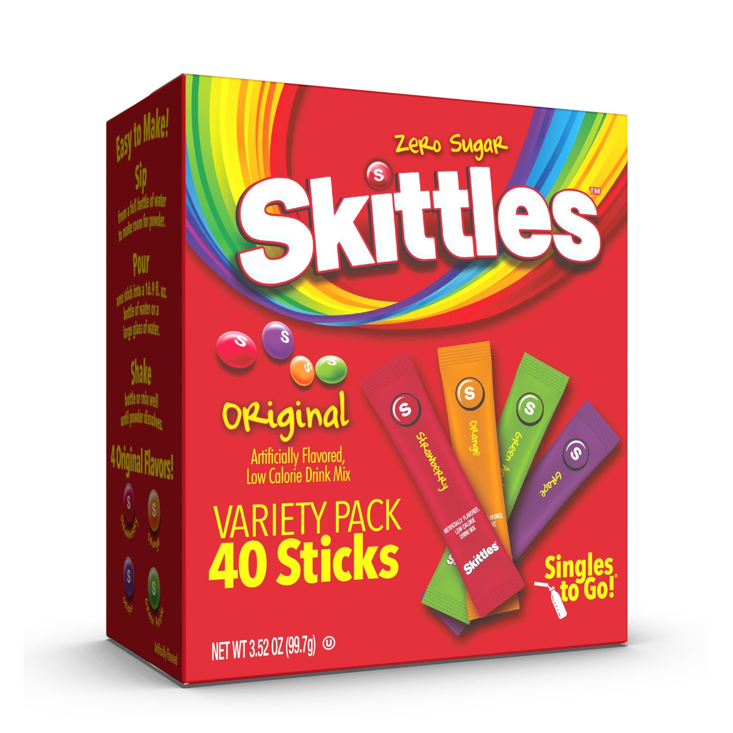 Skittles Singles To Go Variety Pack – Fun Stocking Stuffer and Care Package Gift for College Students and Teens