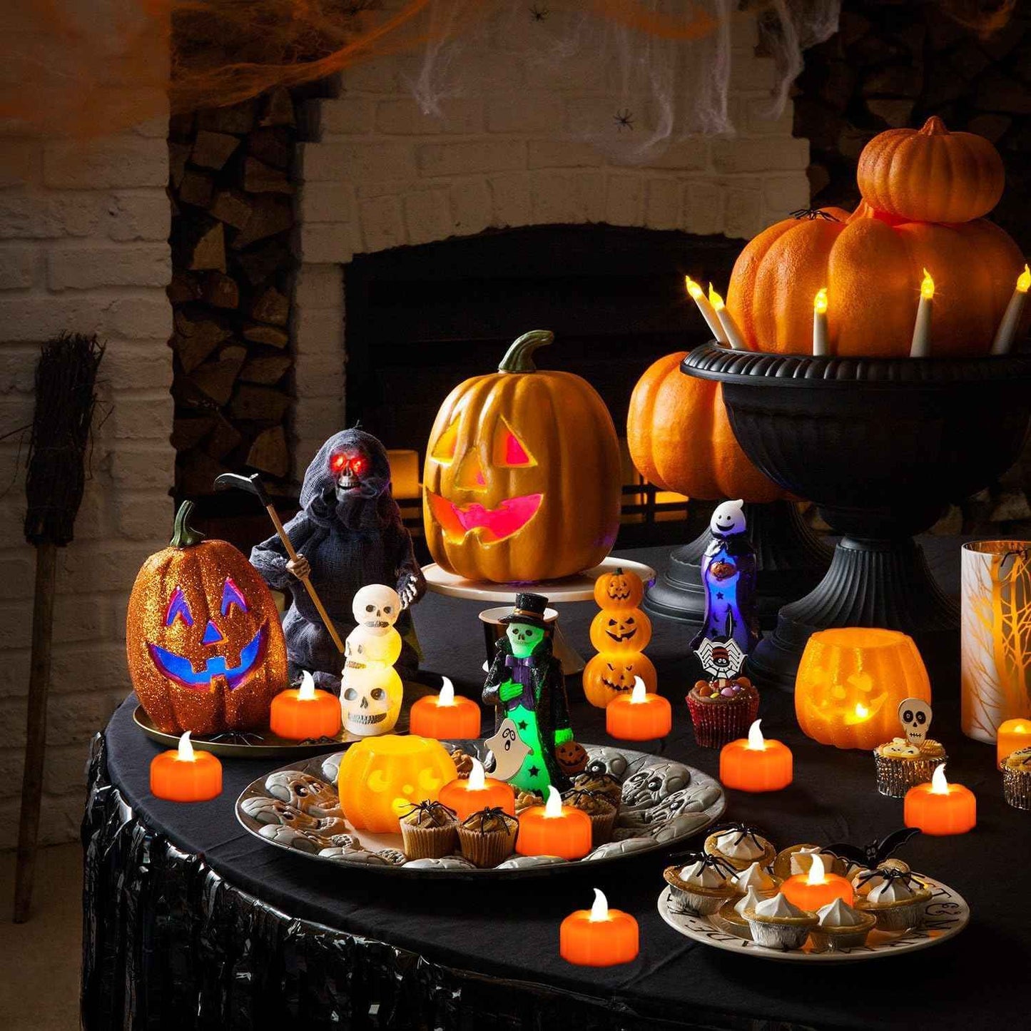 Battery Operated Pumpkin Candles – No Open Flame Indoor Lighting for Bedroom, Nursery, and Senior Living Spaces