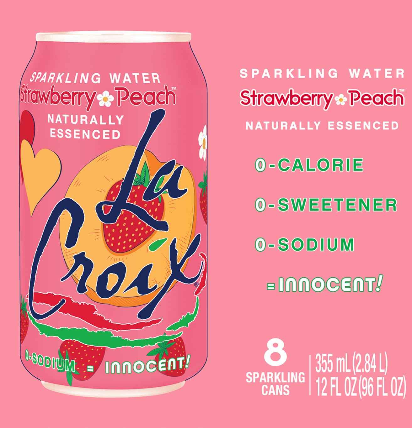 La Croix Strawberry Peach Sparkling Water – Portable Trail Picnic Beverage for Outdoor Dining
