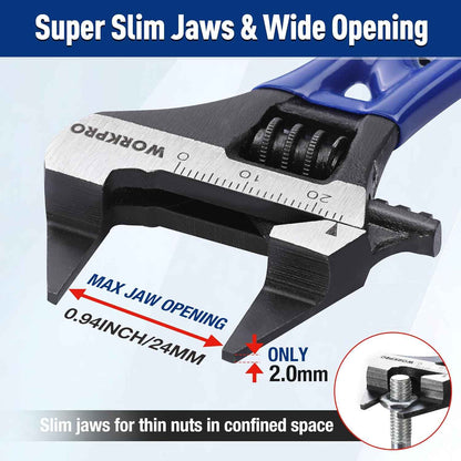 WORKPRO 4-Inch Stubby Adjustable Wrench – Practical Gift for DIYers, Mechanics, and Home Repair Enthusiasts