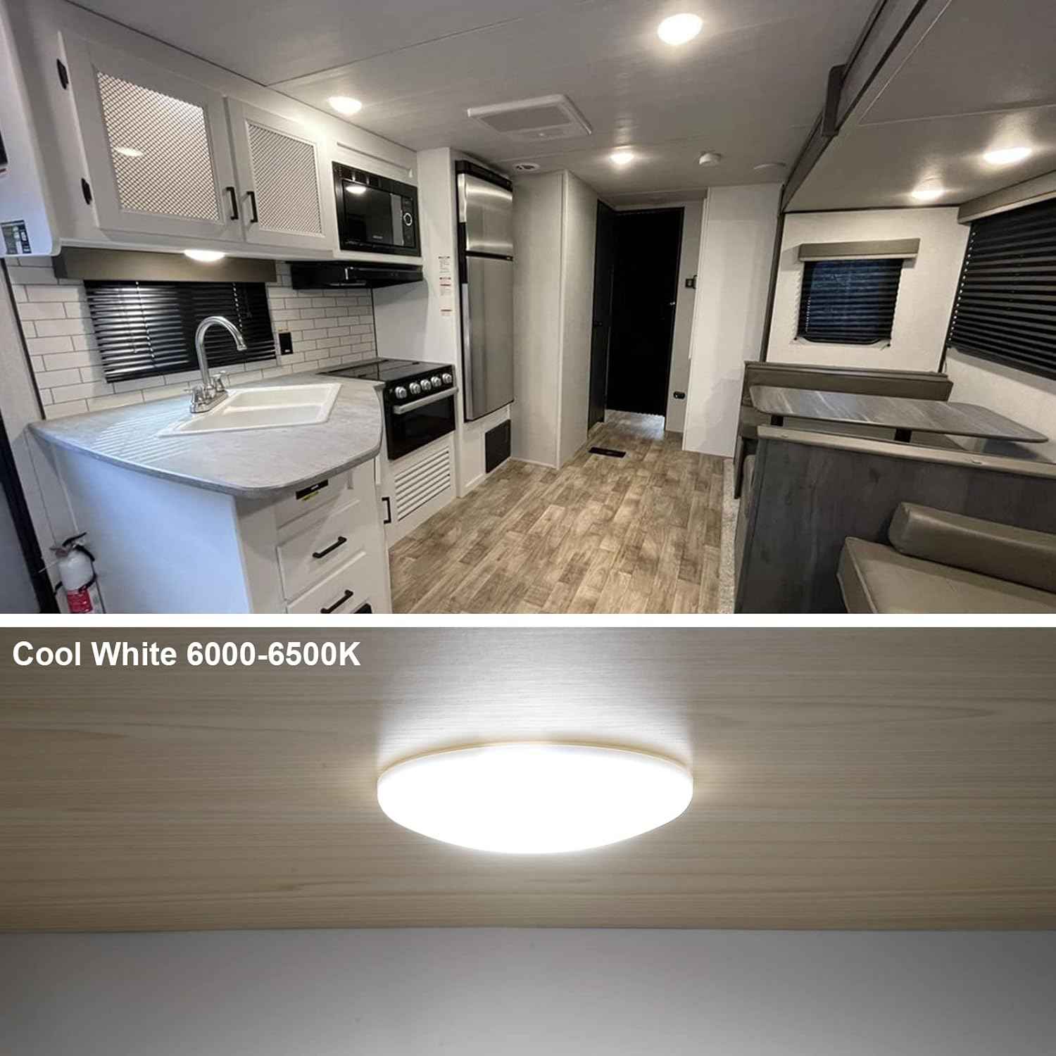 Child Safe RV LED Ceiling Light – Cool Touch Surface Mount Puck for Family Campers, No Hot Bulb 12V DC 4.5W