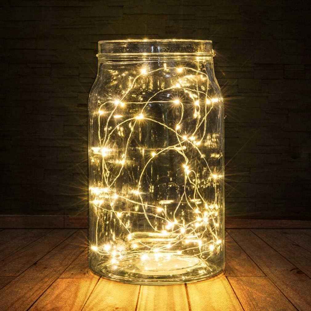 LUMIO Minimalist Silver Wire Fairy Lights 2-Pack – Understated Warm White LED String Lights for Clean Modern Bedroom, Battery Powered 6.6ft Set
