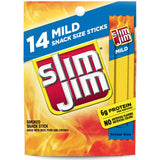 Slim Jim Smoked Meat Sticks – Portable Hiking and Camping Snack with 6g Protein, Mild Smoked, 14 Count