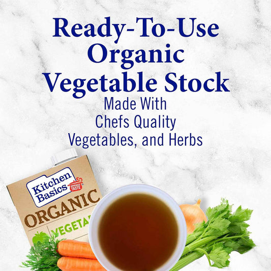 Kitchen Basics Organic Vegetable Stock – One Simple 1:1 Substitute for Broth and Stock, 32 oz Carton
