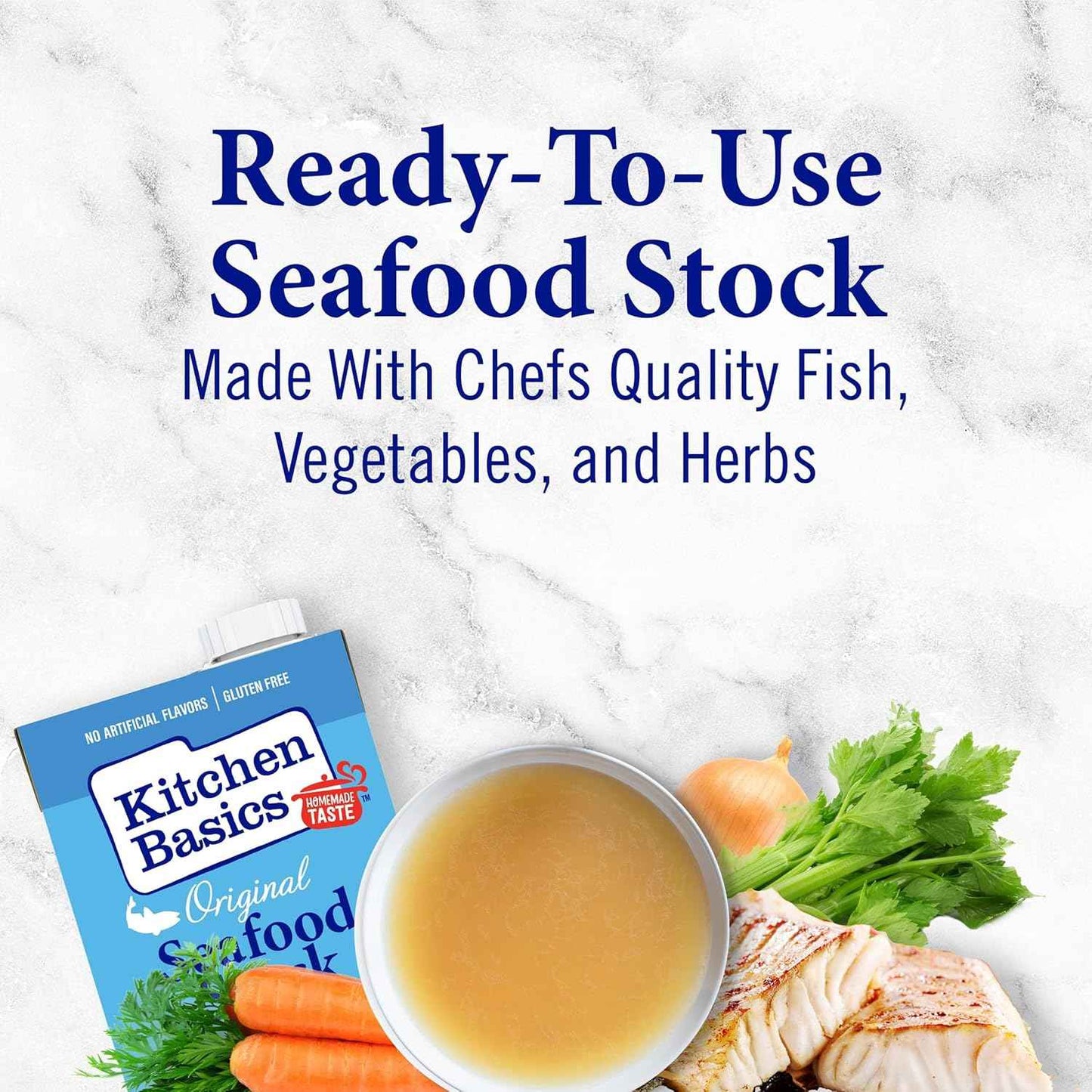 Kitchen Basics Seafood Stock – Ready-to-Use Cooking Base for Fast Weeknight Meals, 32 oz