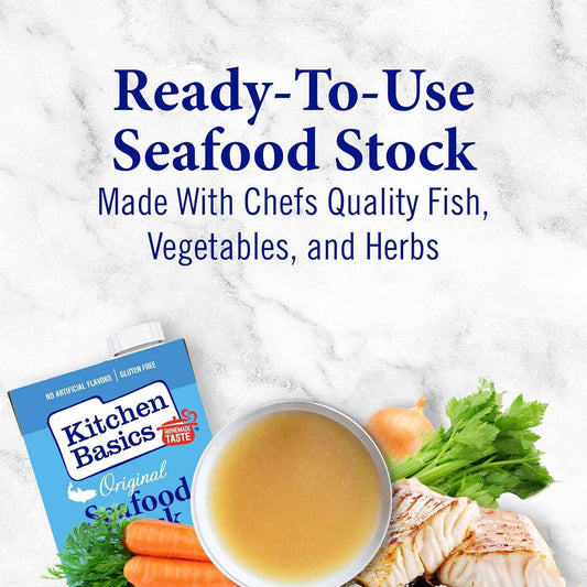 Kitchen Basics Seafood Stock – Ready-to-Use Cooking Base for Fast Weeknight Meals, 32 oz