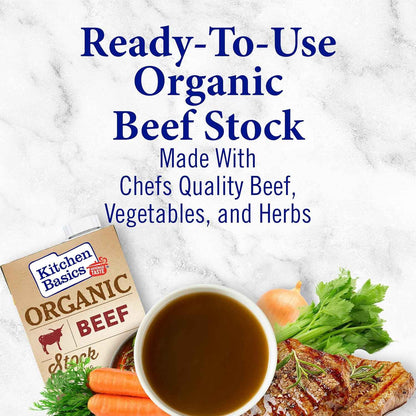 Kitchen Basics Organic Beef Stock – Ready-to-Use 32 oz Carton for Quick Weeknight Dinners and Meal Prep Efficiency