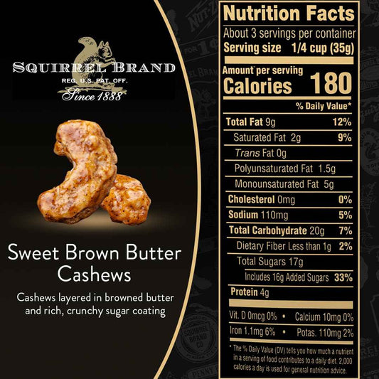 Squirrel Brand Sweet Brown Butter Cashews – Mindful Gluten-Free Evening Snack for Self-Care Rituals