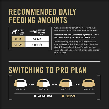 Purina Pro Plan Small Breed Sensitive Skin and Stomach Salmon – Corn, Wheat, and Soy-Free Formula for Reactive Adult Dogs, 4 lb Bag