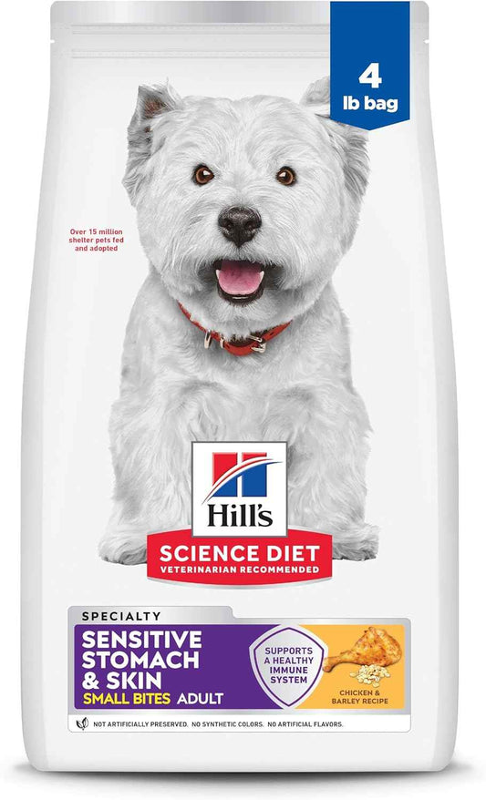 Hill's Science Diet Adult Sensitive Stomach Small Bites – Wholesome Nutrition for Small Family Dogs in Busy Homes, 15 lb Bag