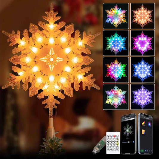 Lumichain USB Snowflake Tree Topper – Flameless, Touch-Safe Holiday Lighting for Worry-Free Homes