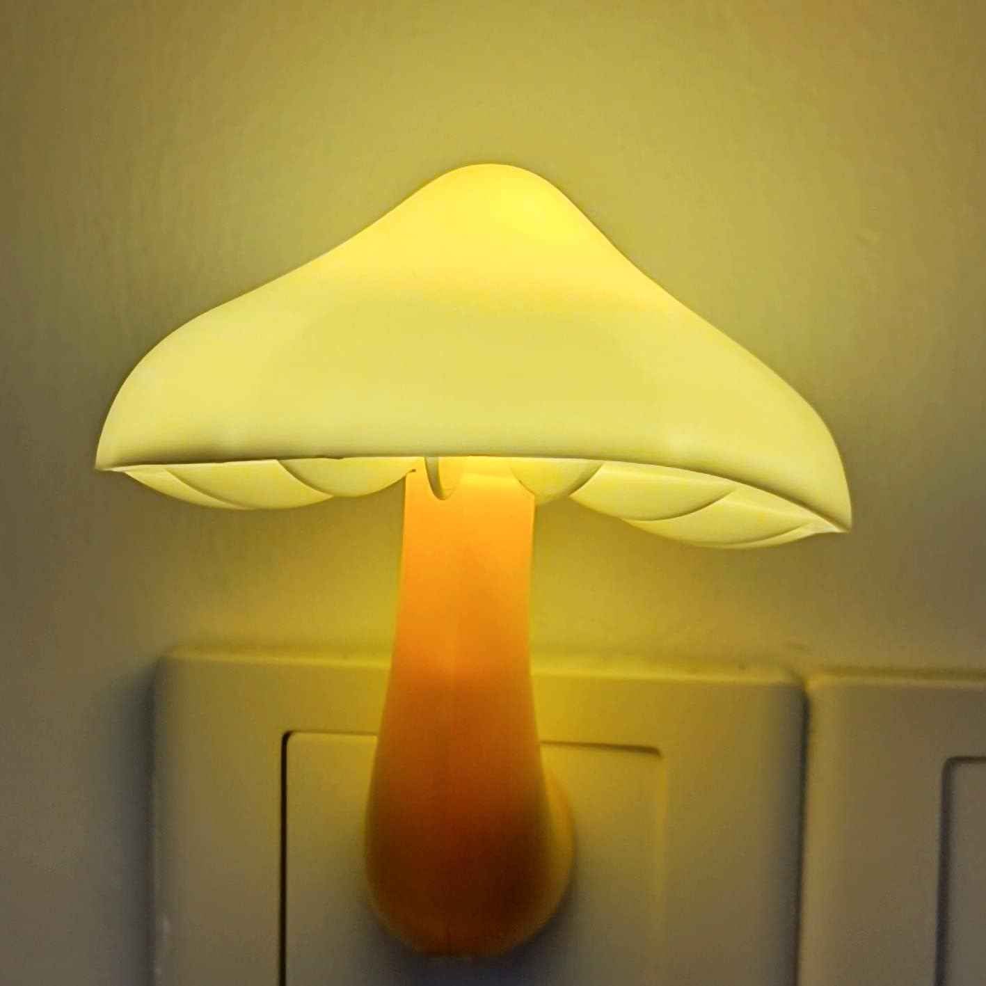 AUSAYE Flameless Mushroom Night Light – Cool LED Plug in Lamp Safe Around Kids Pets and Seniors