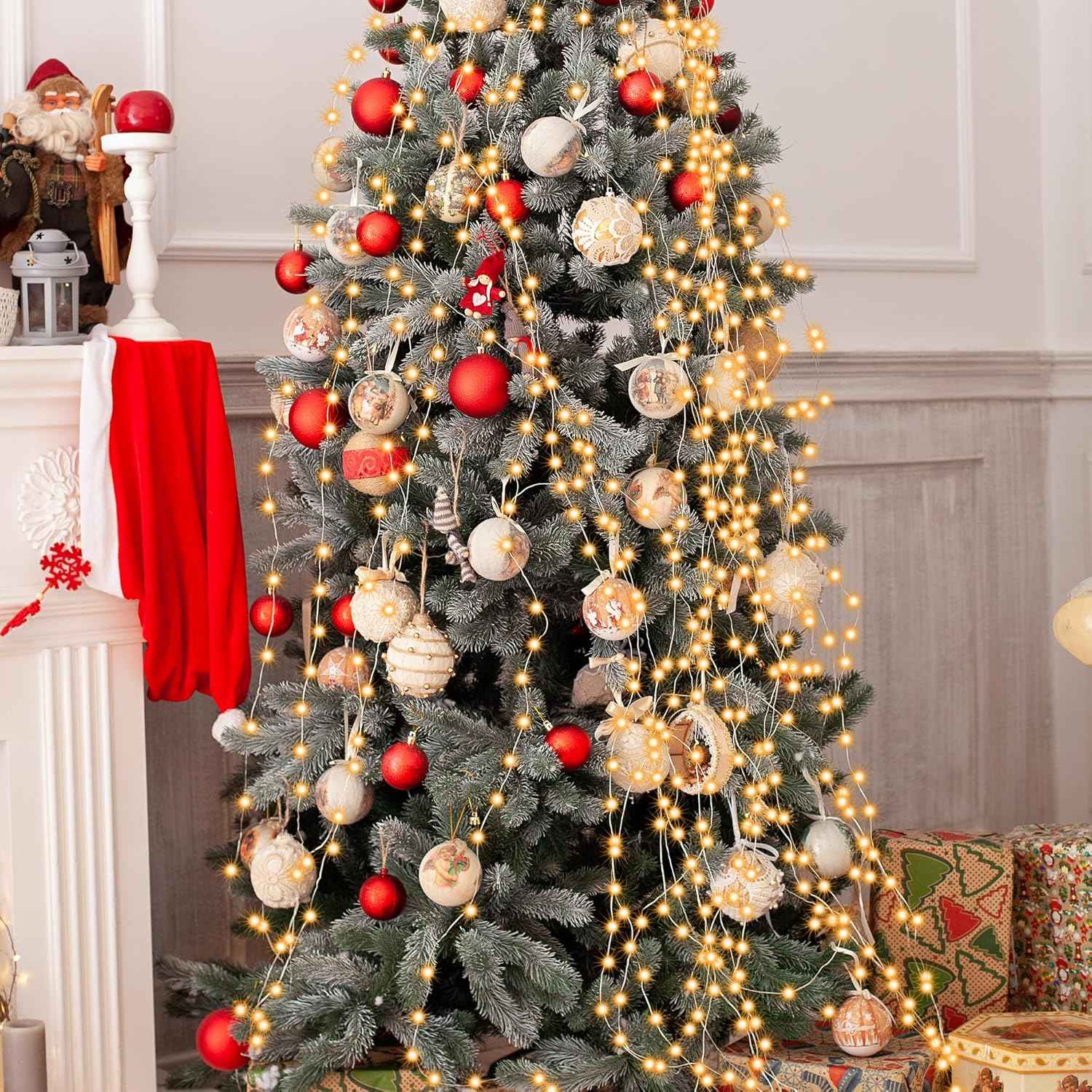 Lumastro Waterproof 400 LED Christmas Tree Lights with 16 Hanging Lines for Patio and Garden Holiday Gatherings