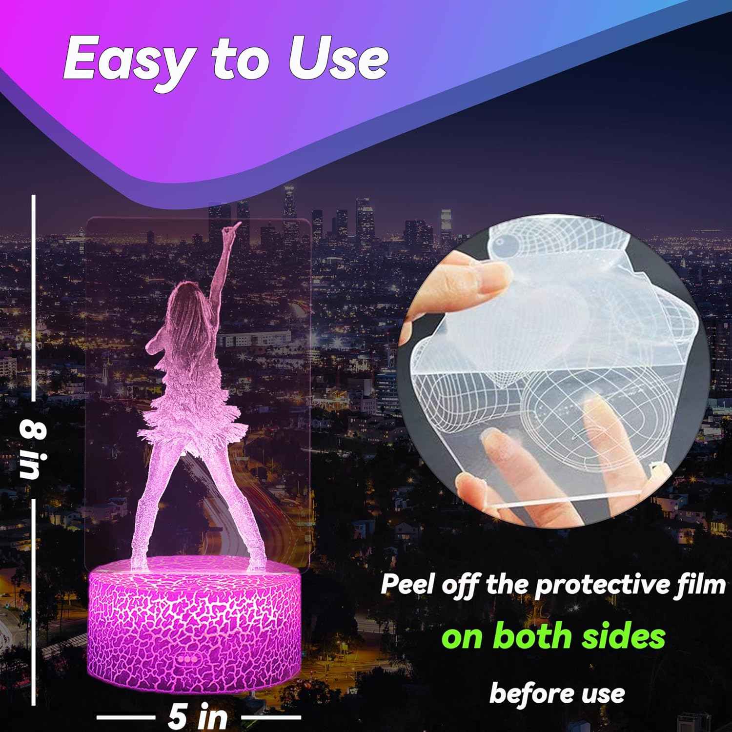 Pop Star Acrylic Plate Light – Modern Bedroom Accent Lamp, 16 Color Ambient Mood Lighting