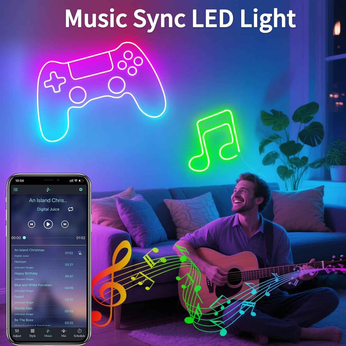Lumichrome Neon LED Strip Light – Bedroom Aesthetic Decor, Music Sync Ambient Lighting for Living Room