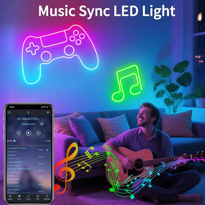 Lumichrome Neon LED Strip Light – Bedroom Aesthetic Decor, Music Sync Ambient Lighting for Living Room