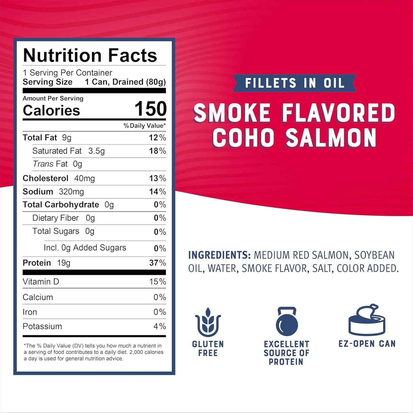 Bumble Bee Smoke Flavored Red Coho Salmon Fillets in Oil, 3.75 oz (Pack of 1) – Skinless Boneless Shelf-Stable Seafood for Keto Pantry and Clean Eating Routines