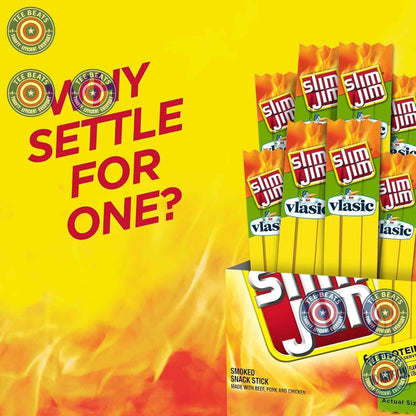 Slim Jim Smoked Meat Sticks, Vlasic Dill Pickle Flavor – 6g Protein Lunchbox Snack for School and After-School
