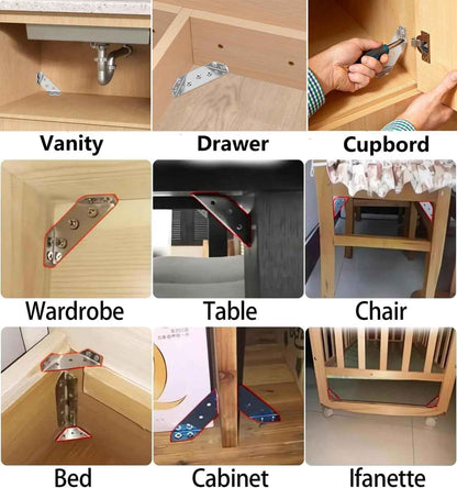 Sleek Furniture Corner Braces for Modern Interiors - 20PCS Polished Stainless Steel L Brackets for Simple Shelving and Streamlined Repairs