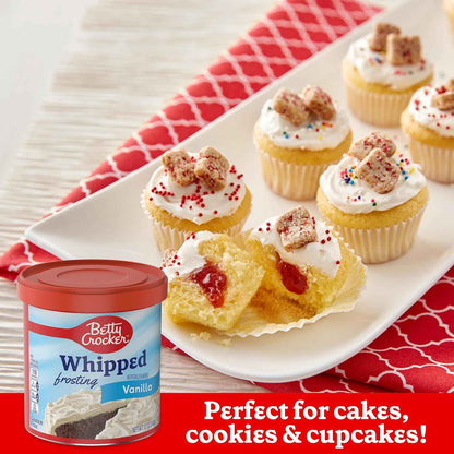 Betty Crocker Gluten Free Whipped Frosting – Pantry-Friendly Frosting for the Modern Home Baker, 12 oz Vanilla