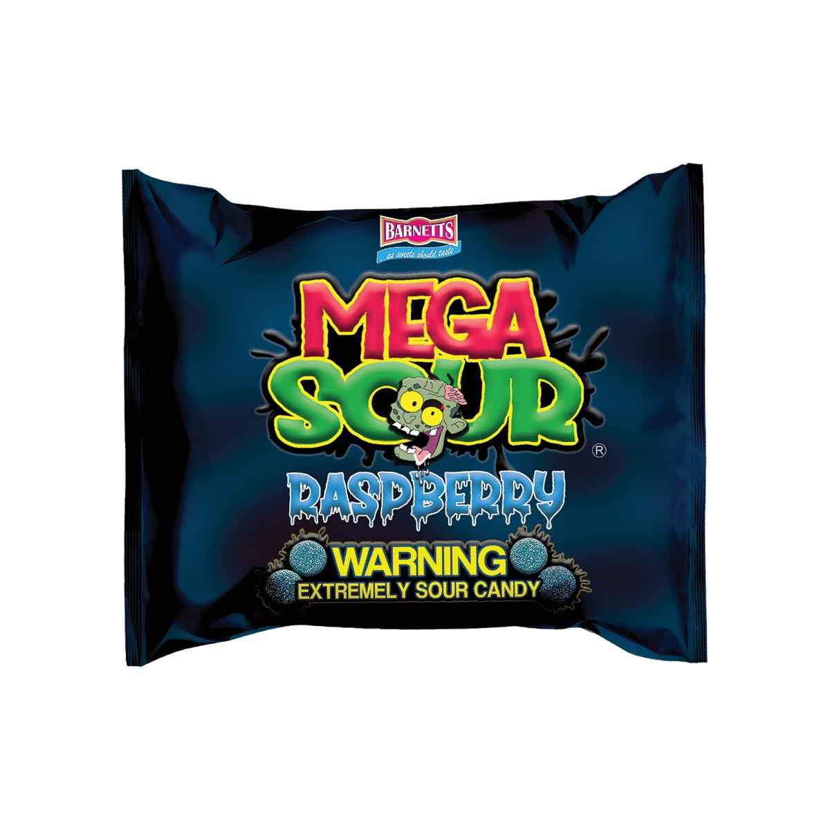 Barnetts Mega Sour Raspberry Candy 200g – Novelty Stocking Stuffer and Retro Gift Hamper Treat for Sour-Candy Lovers