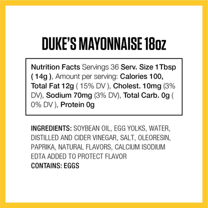 Duke's Real Mayonnaise Squeeze Bottle – Omega-3 ALA Source for Wellness-Focused Family Meals, 18 Ounce