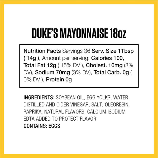 Duke's Real Mayonnaise Squeeze Bottle – Omega-3 ALA Source for Wellness-Focused Family Meals, 18 Ounce