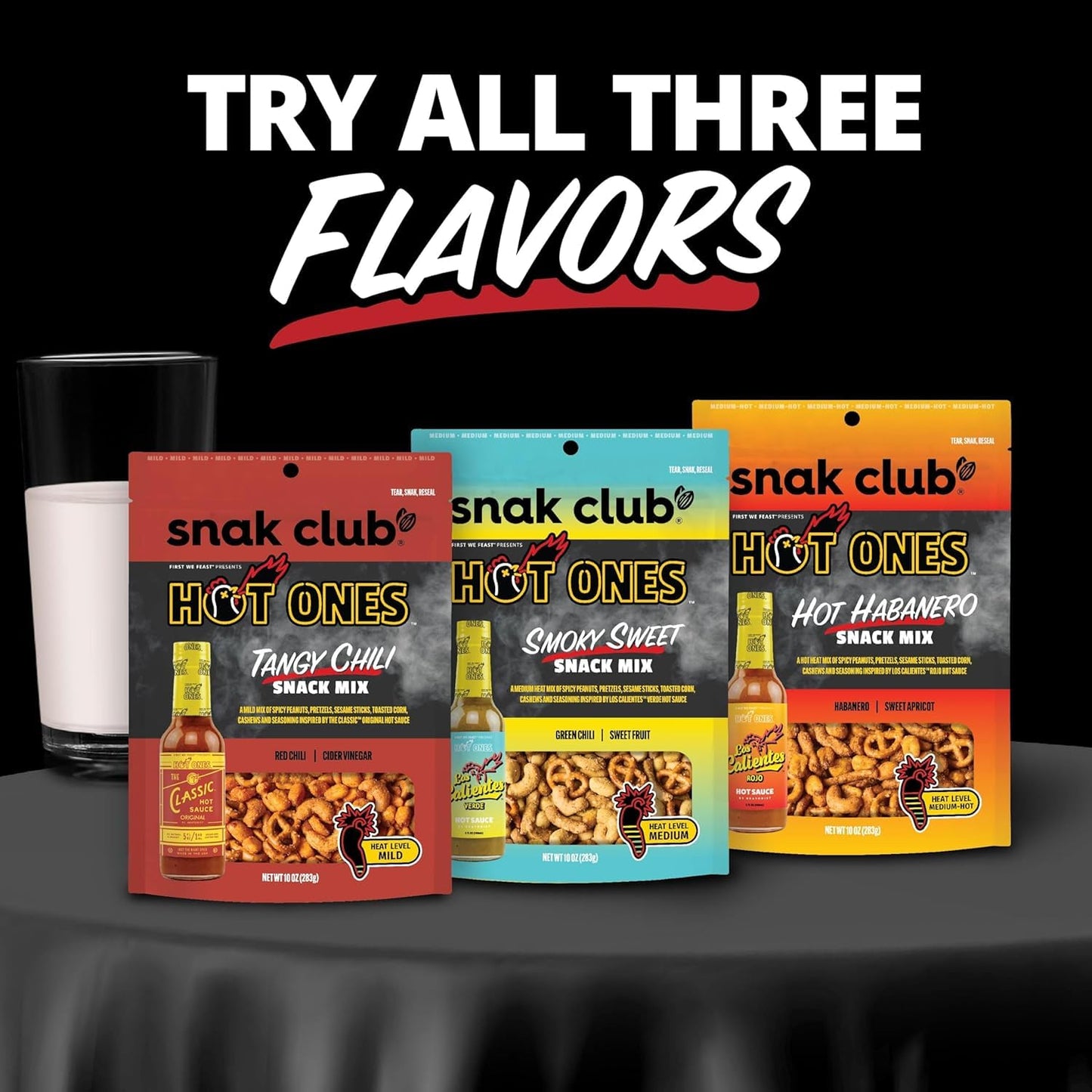 Snak Club x Hot Ones Hot Habanero Snack Mix – Novelty Birthday Gift for Hot Ones Super Fans and Spicy Food Lovers, 10 oz Shareable Bag